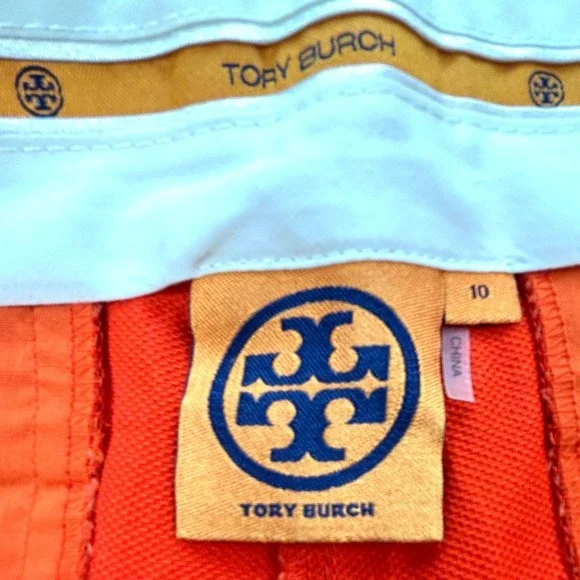 Tory Burch Orange Tailored Shorts Designer Summer Casual Chic Size 10 - Picture 6 of 7